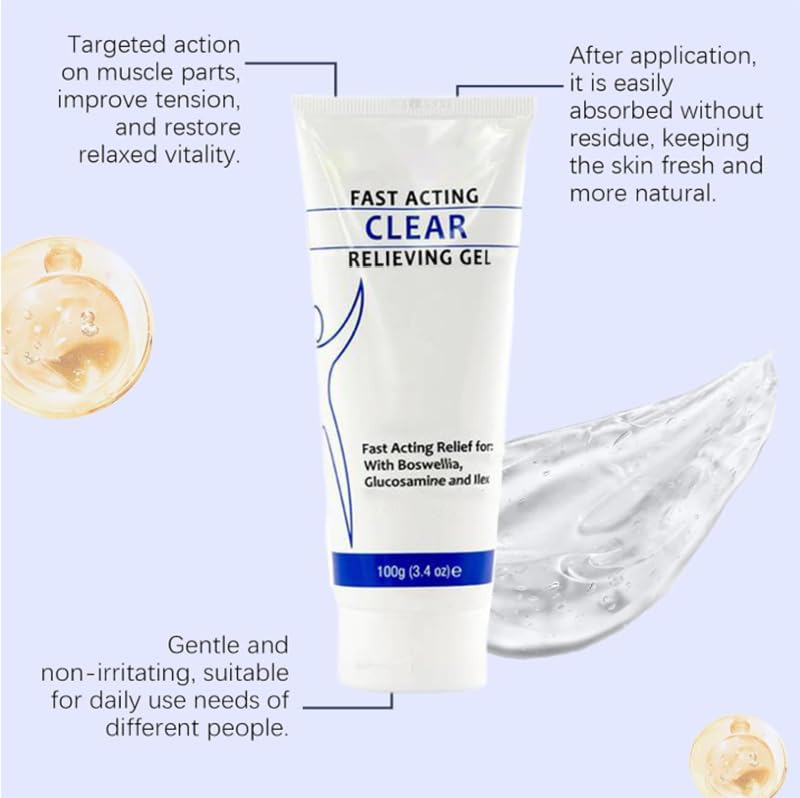 TIMLIFE fast-absorbing muscle care gel leaves no greasy residue.
