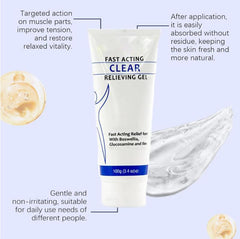 TIMLIFE fast-absorbing muscle care gel leaves no greasy residue.