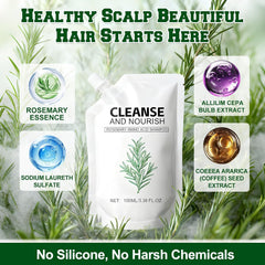 TIMLIFE Rosemary Amino Acid Shampoo lather close-up shows rich foam and rosemary scent.