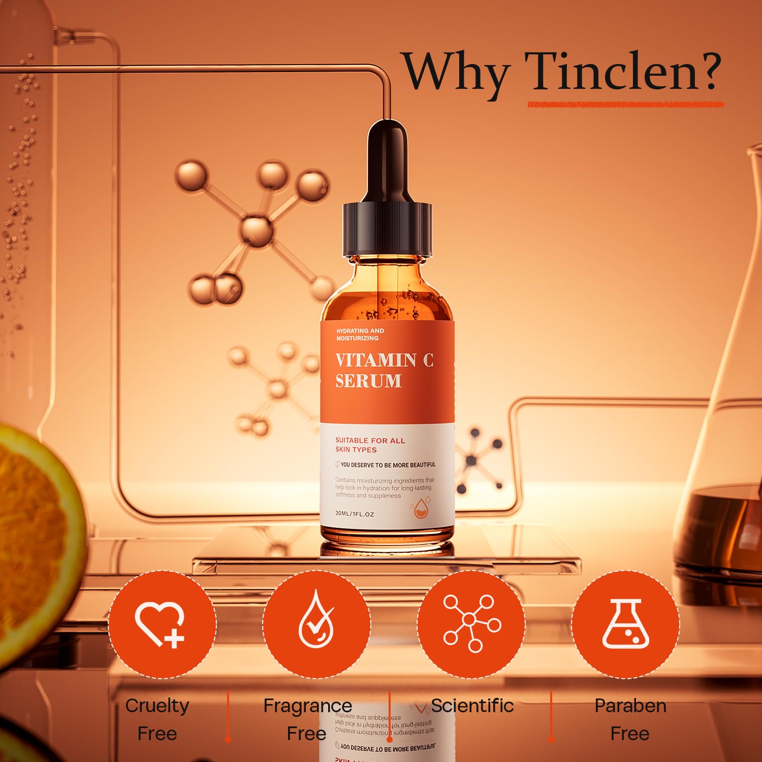 Tinclen Vitamin C Serum universal compatibility for all skin types.