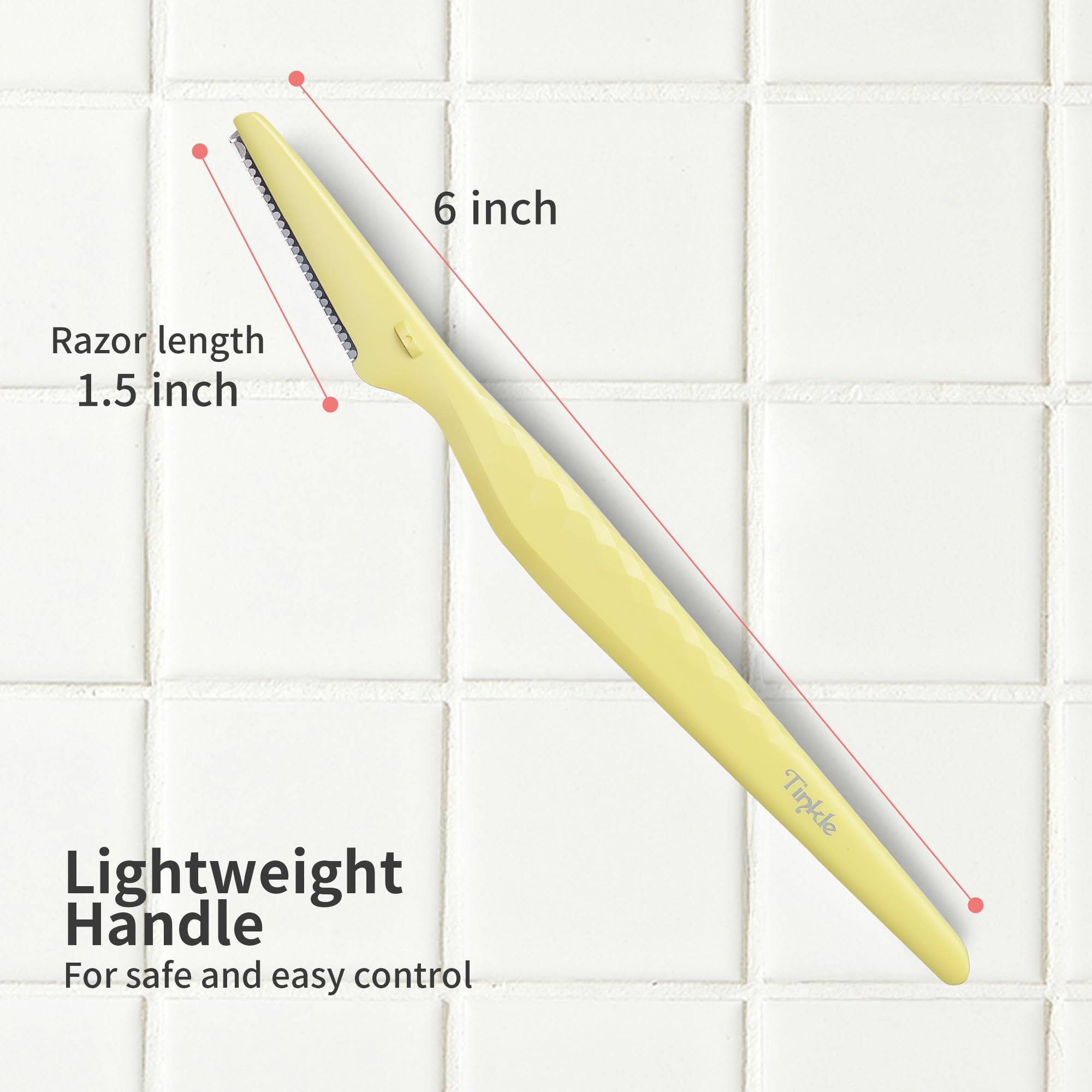 Diseño seguro para piel sensible con la afeitadora Tinkle Everglow Dermaplane Razor.
