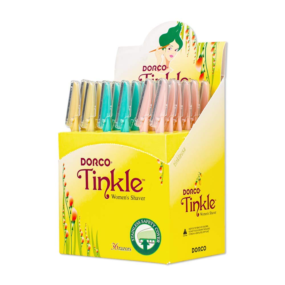 Tinkle Women's Shaver Razors pack 36 close-up showing precise dermaplaning blades for smooth skin prep