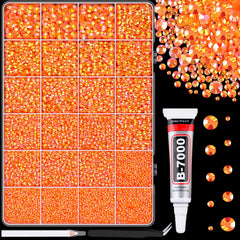TINKRSTUFF Orange AB rhinestones box contents for versatile crafting and big-area embellishment.