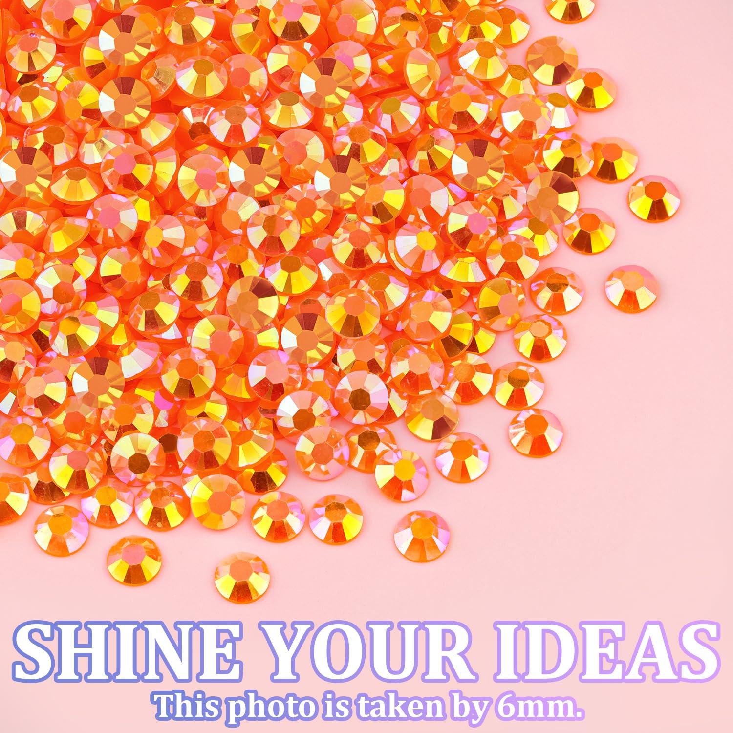 TINKRSTUFF Orange AB rhinestones for nail art sparkle and durability.