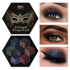 Tintark Midnight Masquerade palette open with 21 colors for smoky looks.