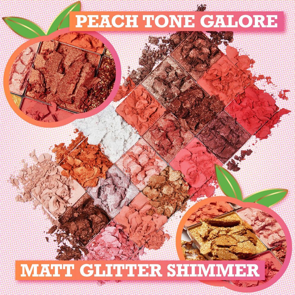 Tintark Peach Please metallic-shimmer swatch demonstrates bold sparkle on the lid for statement evenings.