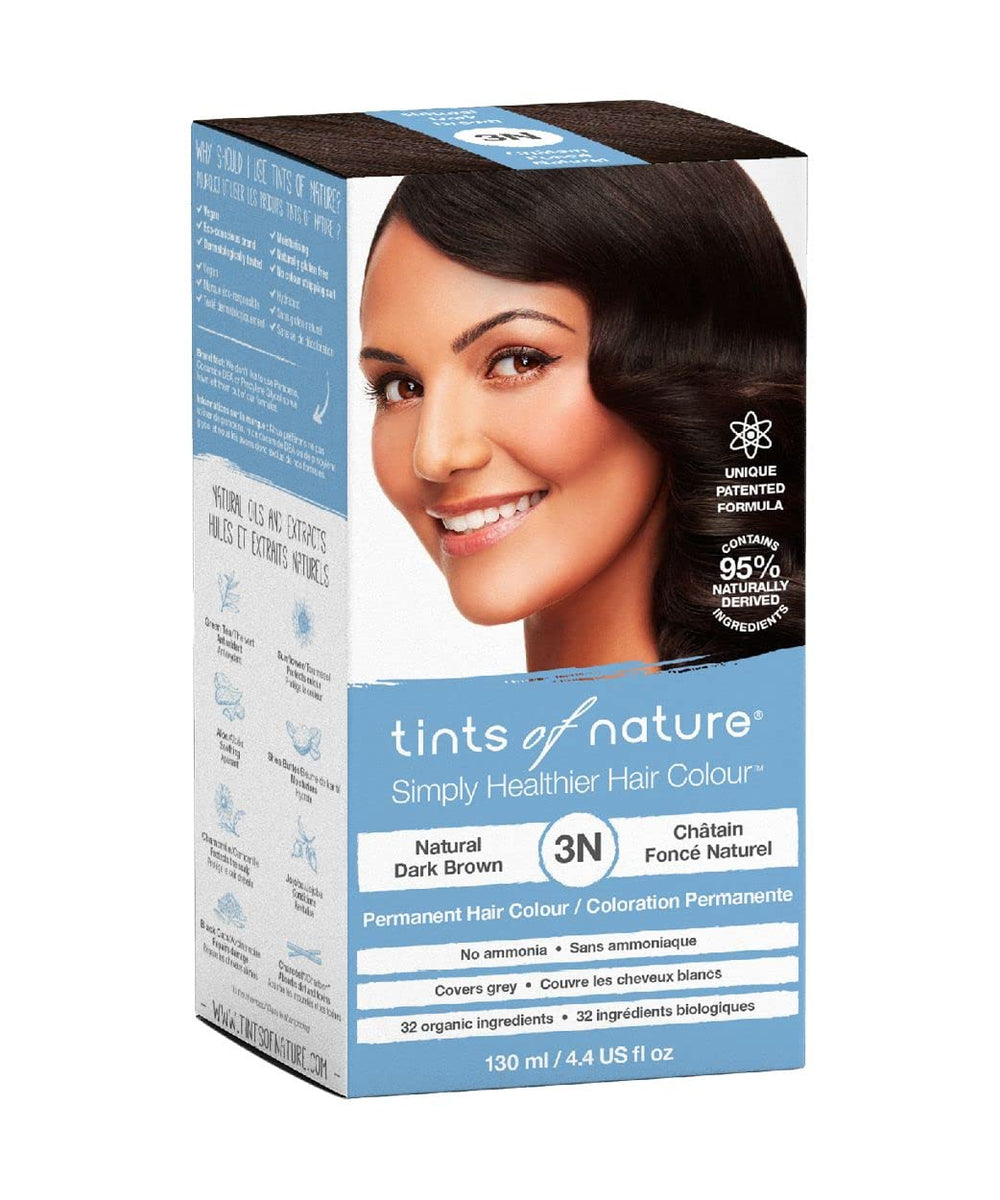 Tints of Nature 3N color swatches show warm dark brown tones and natural undertones for inspiration.