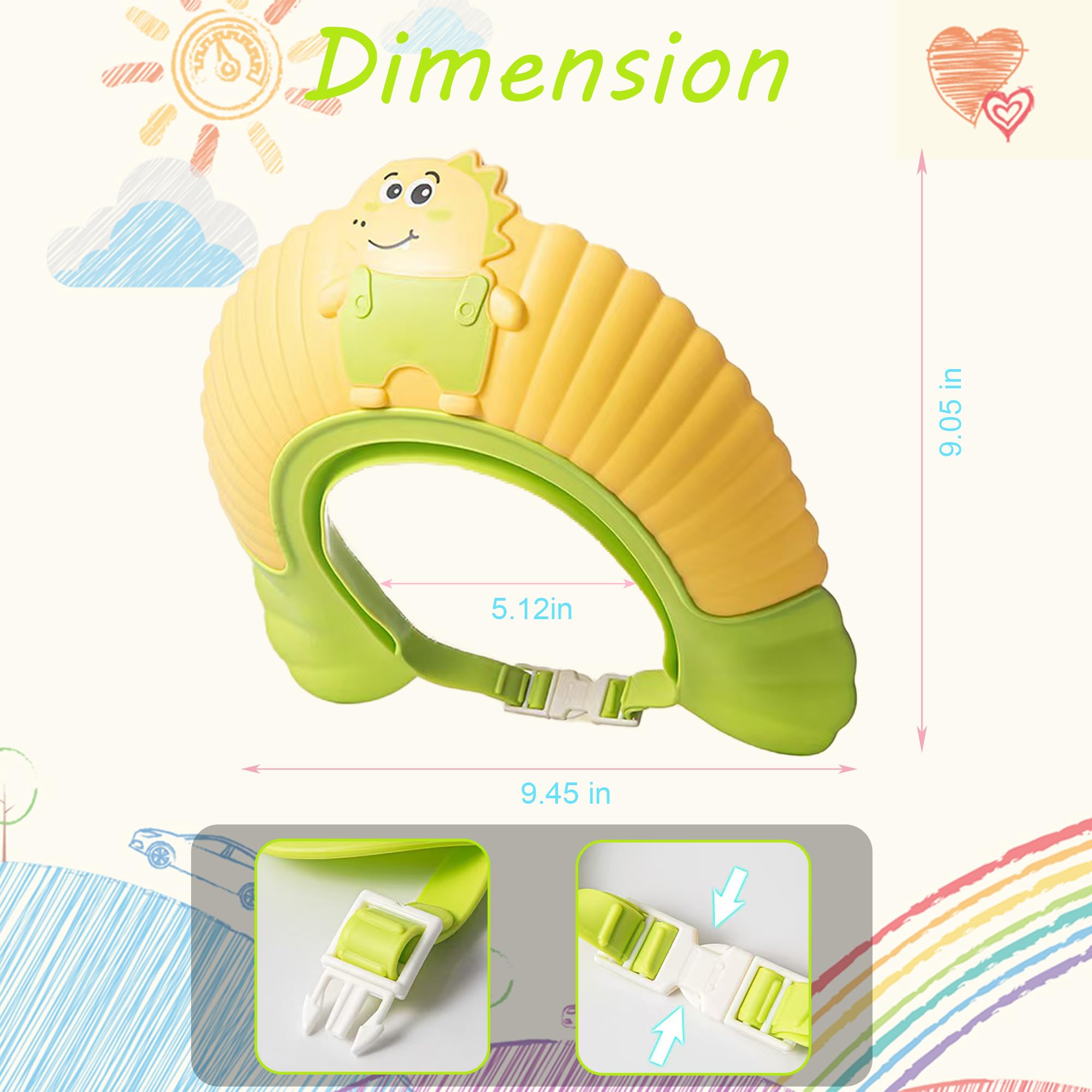 TinyGuardian baby shower cap shield kid-friendly appearance conveys playful bath accessory.
