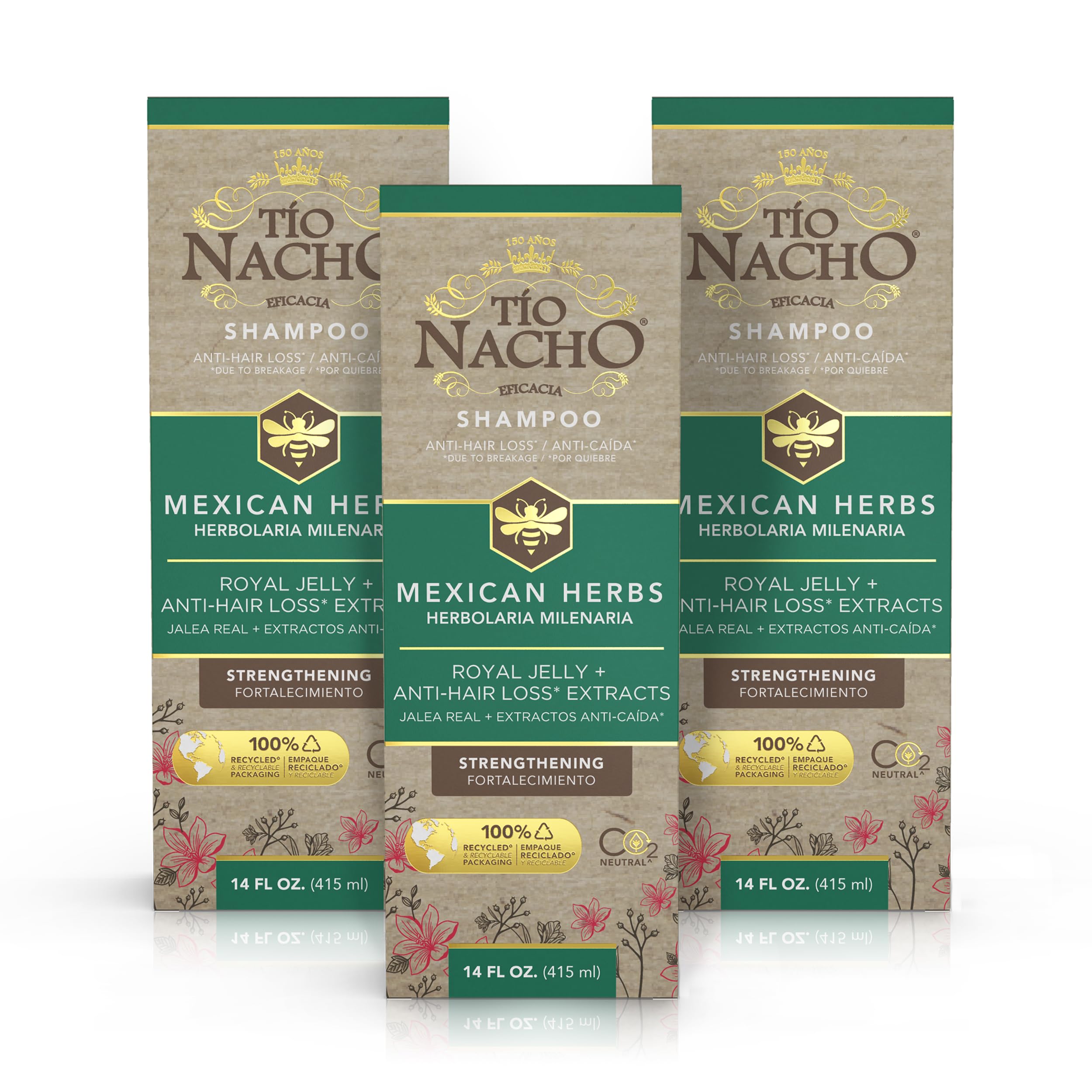 Tio Nacho Mexican Herbs Shampoo bottle pour promotes hair strength and vitality