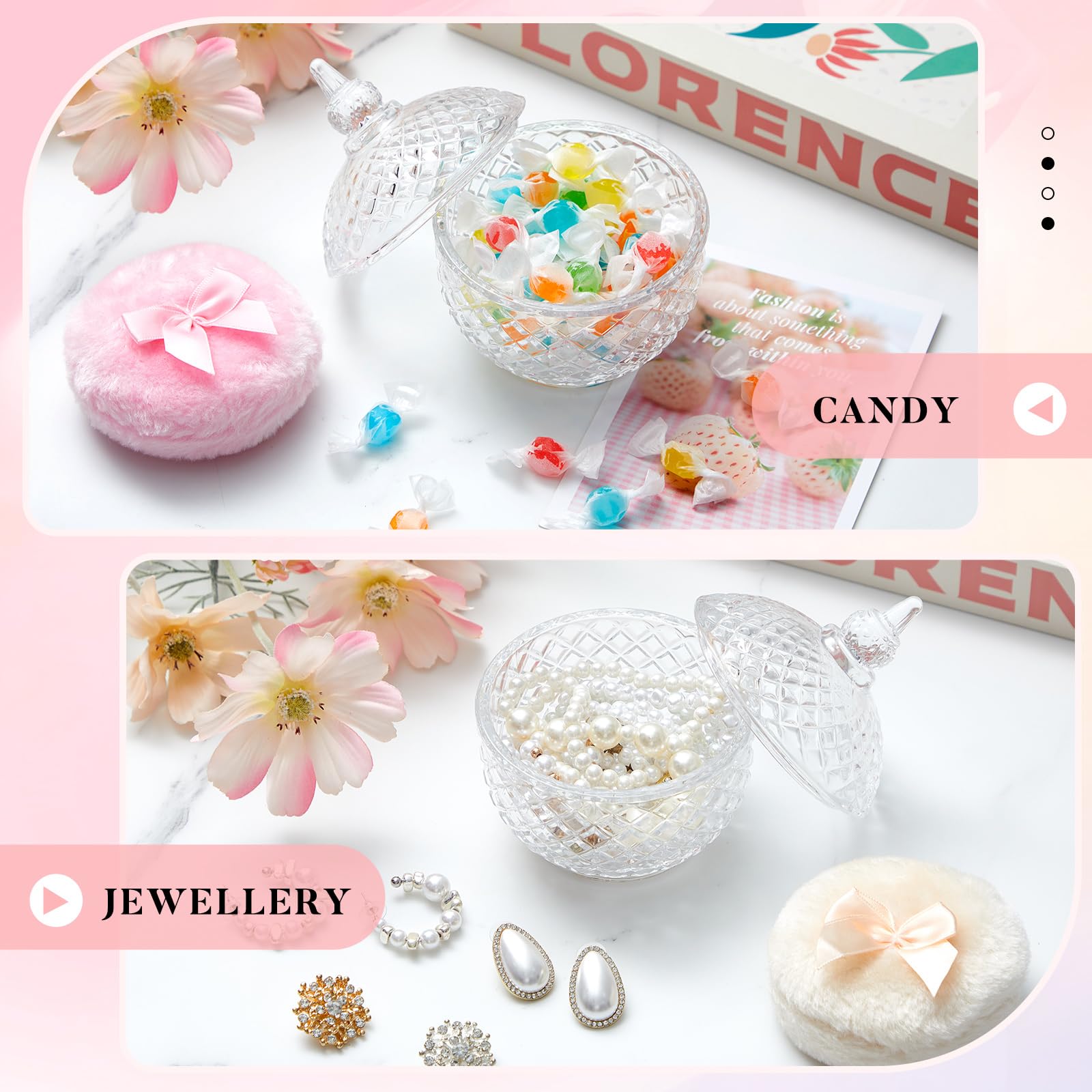 Tioncy candy and jewelry storage idea in the crystal case.