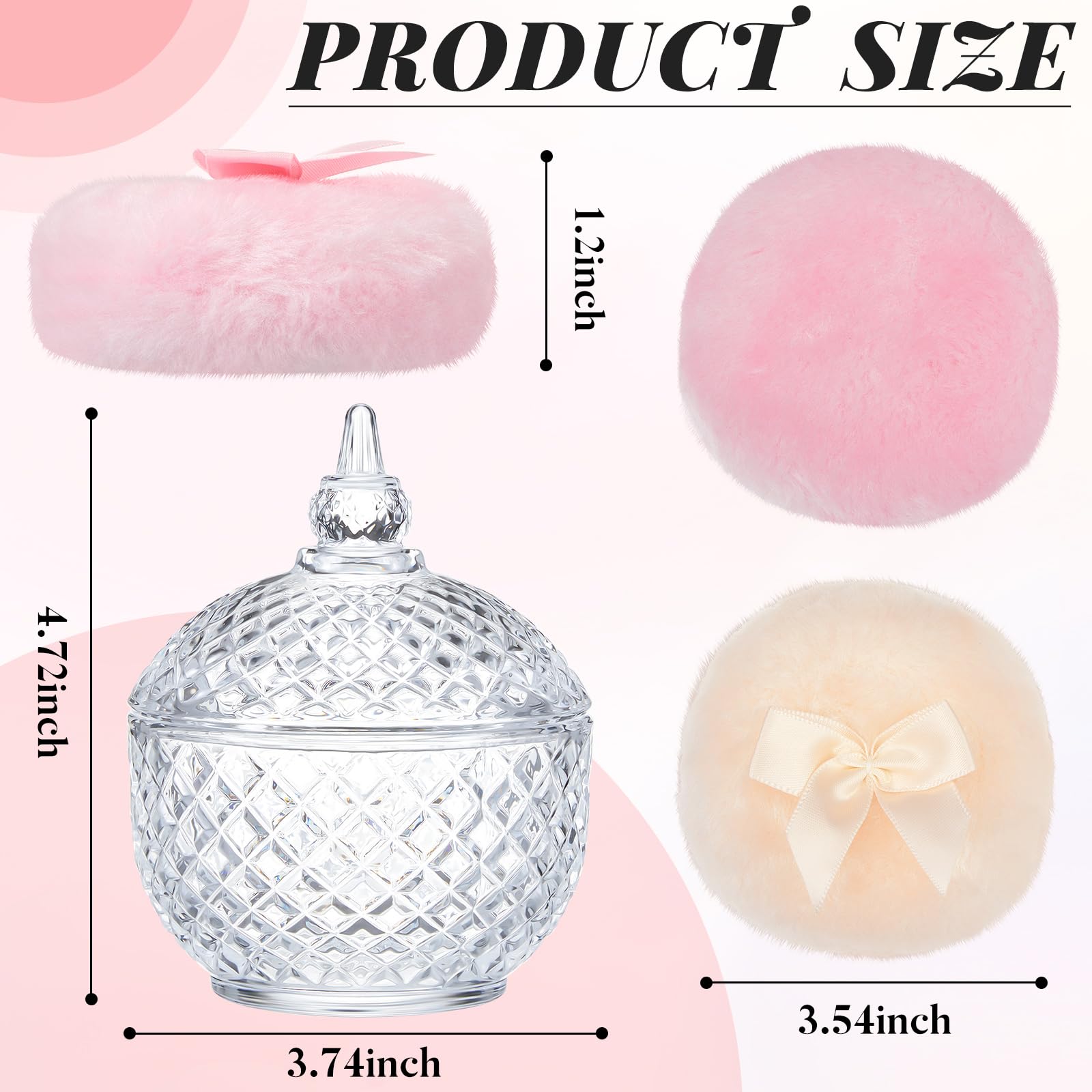 Tioncy crystal container clear view highlighting elegant powder storage.
