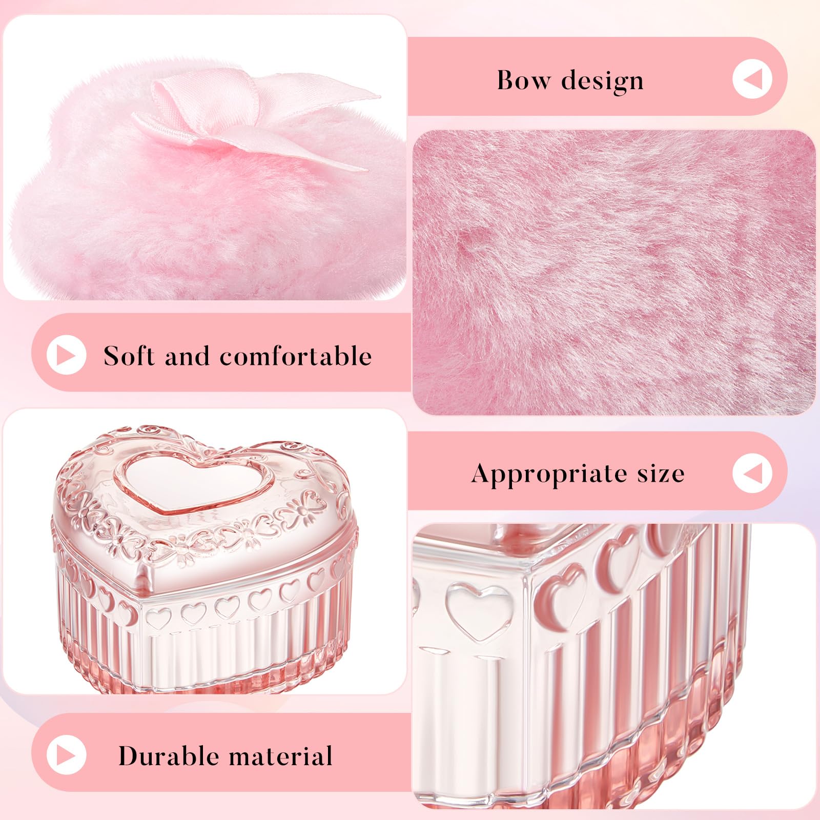 Tioncy heart powder puff container portable and mess free for touch ups.
