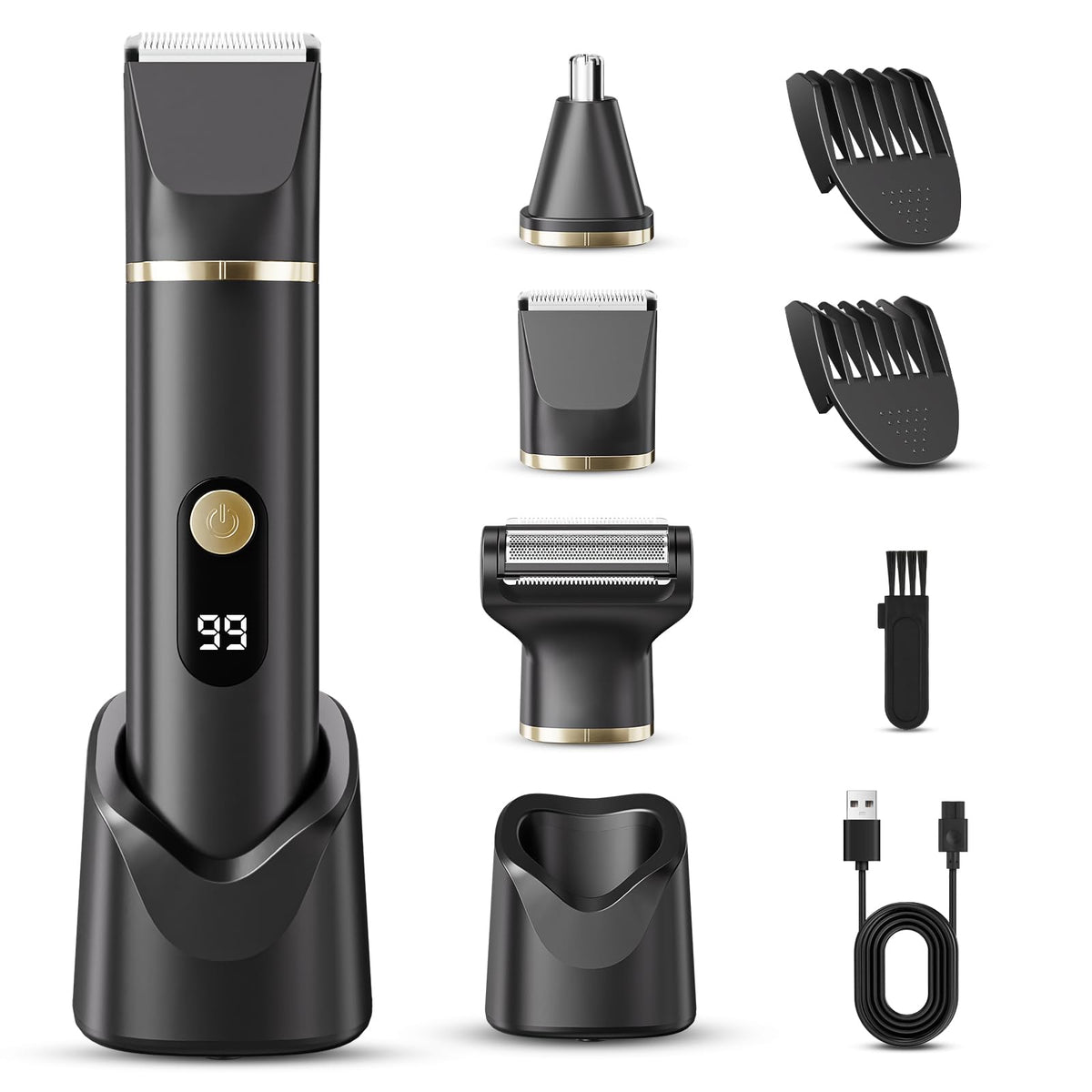 Tiovara beard trimmer front view shows precise shaping for a crisp, groomed look.