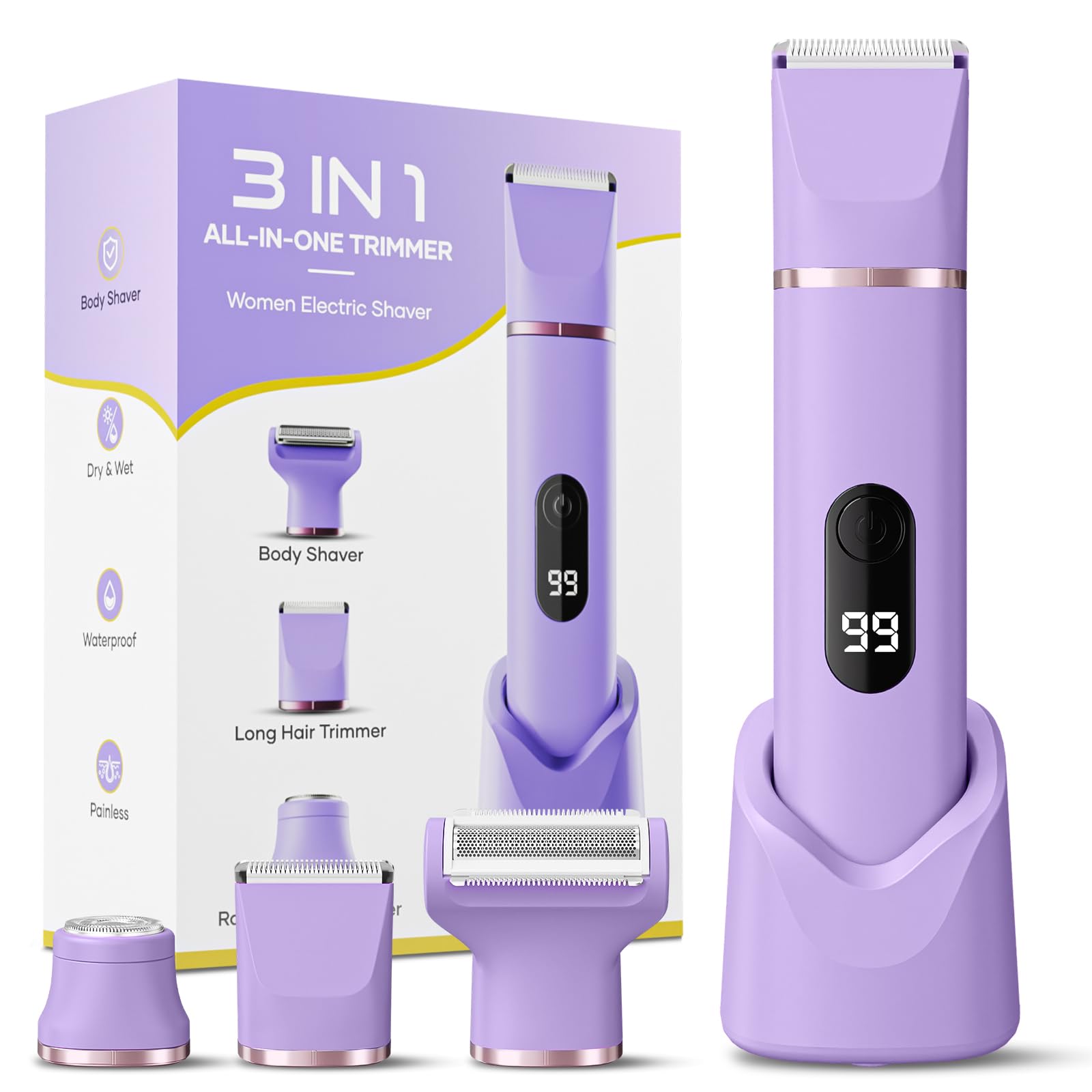 Tiovara bikini trimmer lilac box packaging highlights gift-ready presentation
