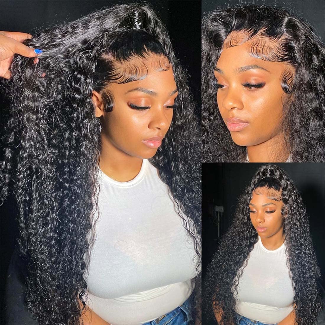 Tipiuli deep wave lace front wig 13x4 back view showing full coverage
