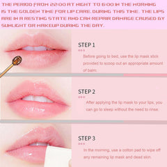 TIRDET sleeping lip mask swatch illustrating overnight lip repair potential.