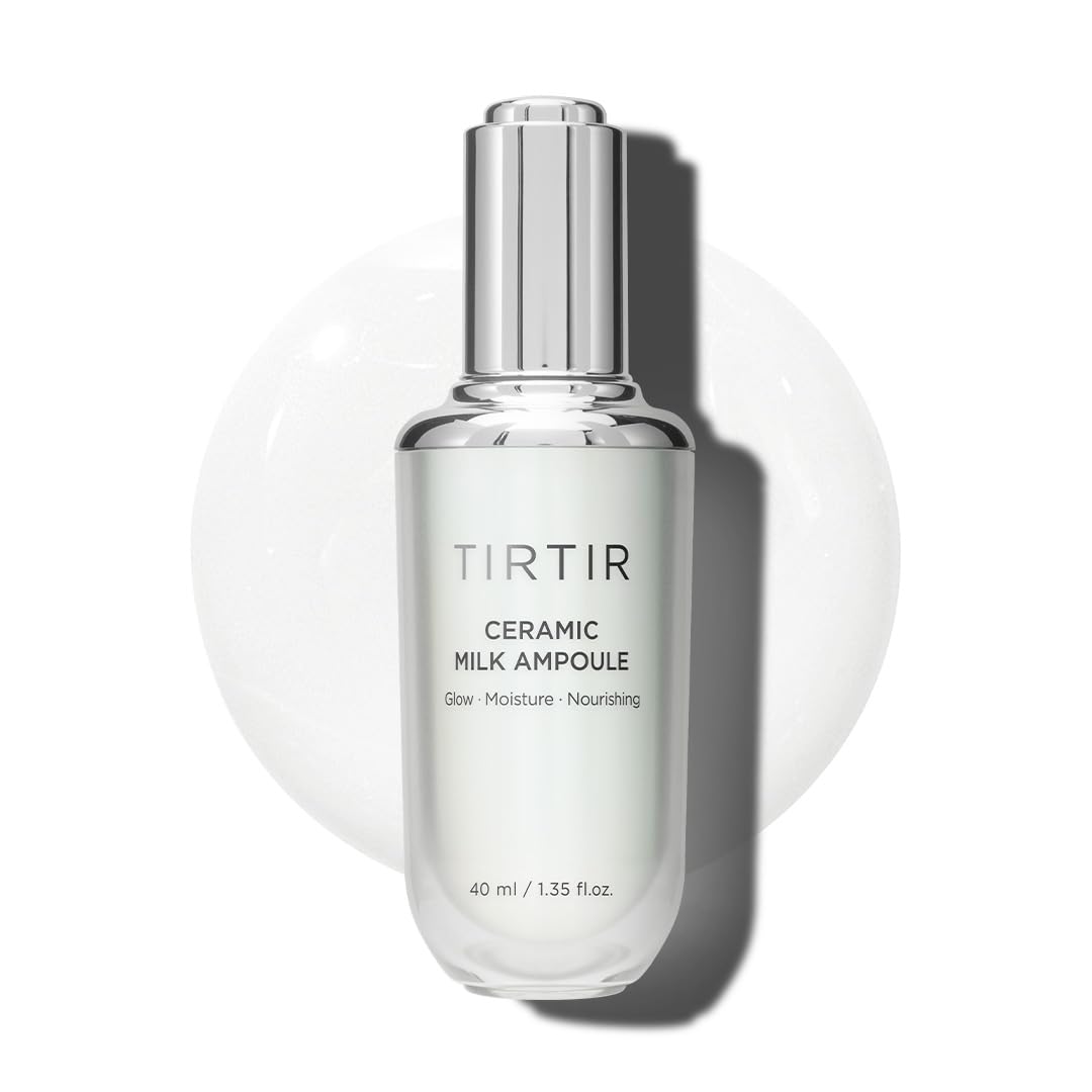 TIRTIR Ceramic Milk Ampoule bottle closeup for premium hydration glow.