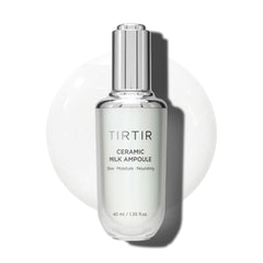 TIRTIR Ceramic Milk Ampoule bottle closeup for premium hydration glow.