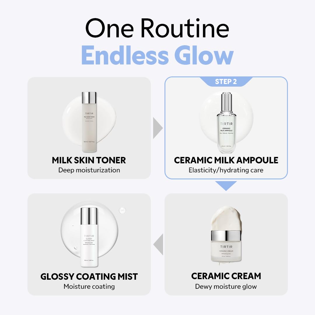 TIRTIR Ceramic Milk Ampoule porcelain glow on skin after use.