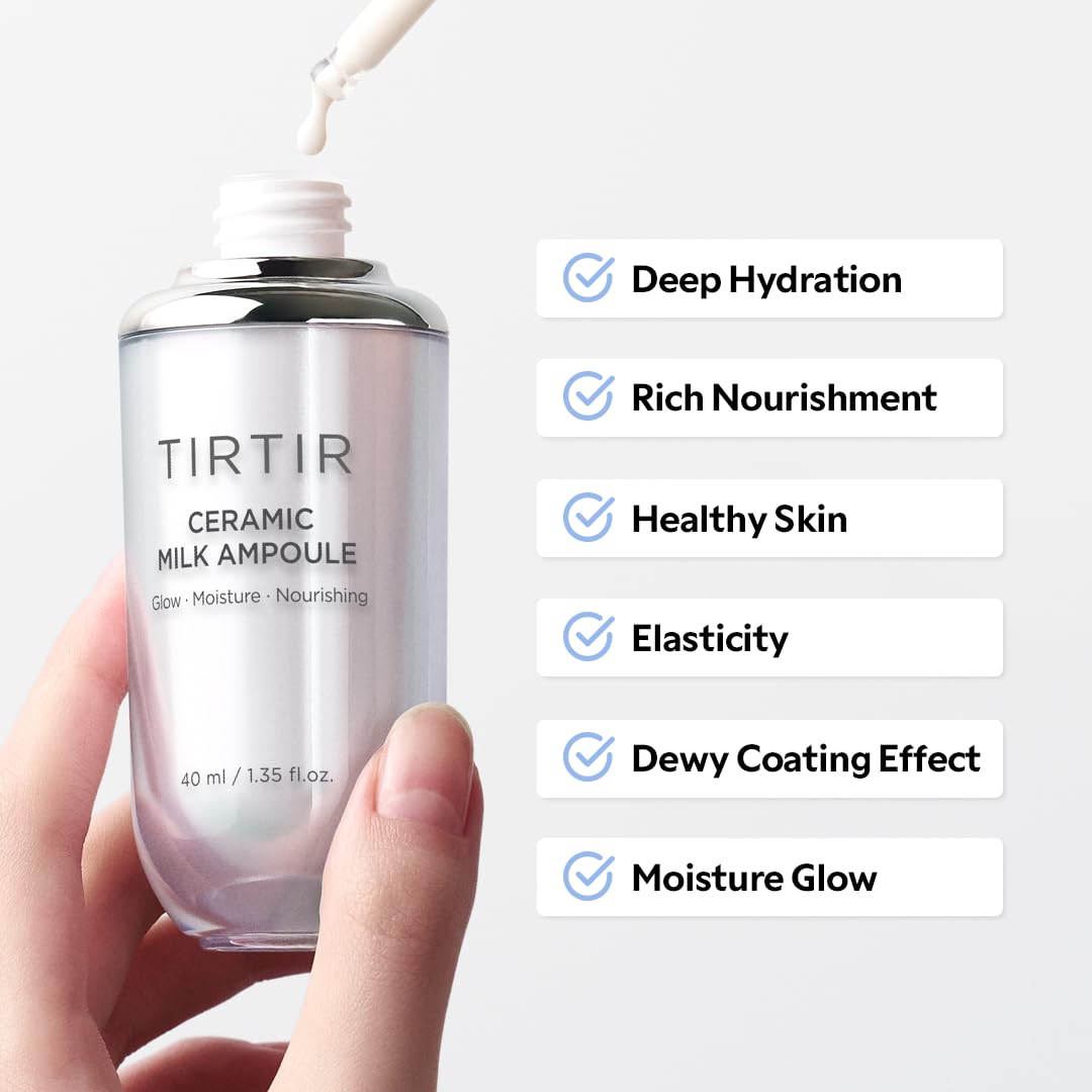 TIRTIR Ceramic Milk Ampoule squalane for lasting moisture and skin suppleness.