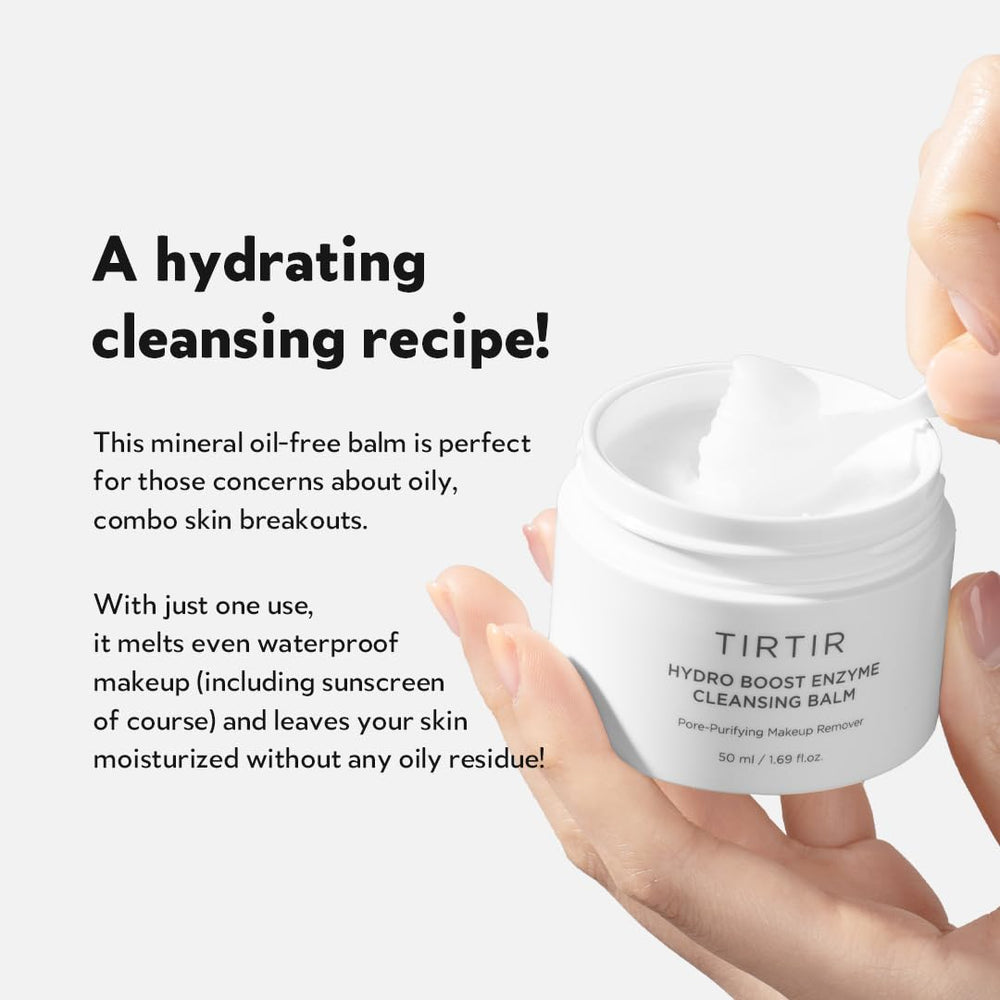 Packaging close-up of TIRTIR Hydro Boost Enzyme Cleansing Balm for travel