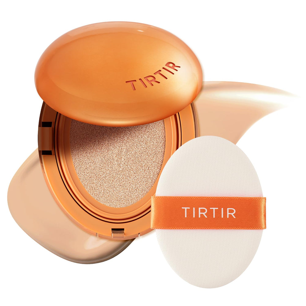 TIRTIR Mask Fit AI Cushion swatch shows semi-matte natural coverage