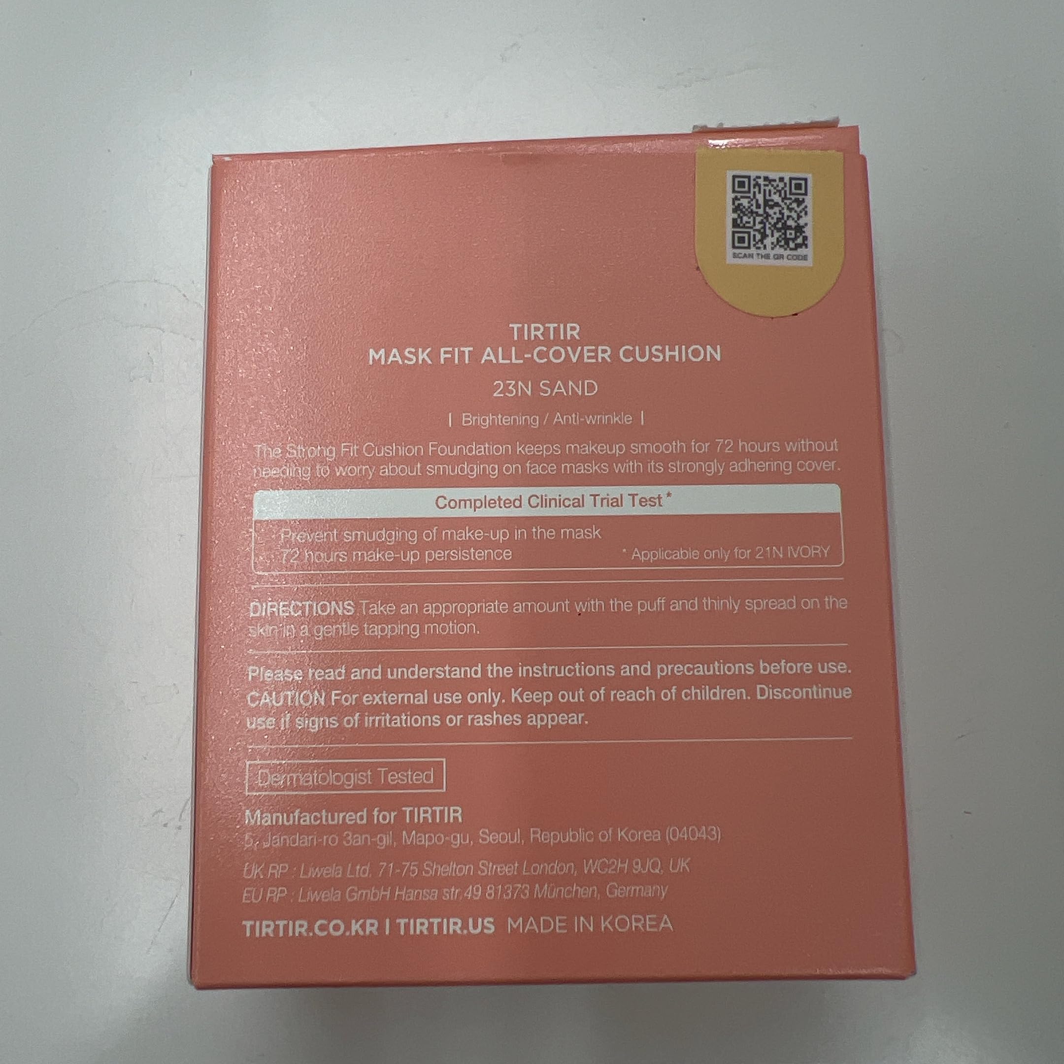 TIRTIR Mask Fit All Cover Pink Cushion ideal for oily and combination skin.