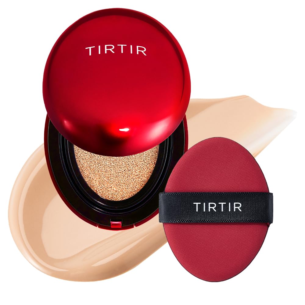 TIRTIR Mask Fit Red Cushion bottle shows lightweight buildable coverage for daily wear.