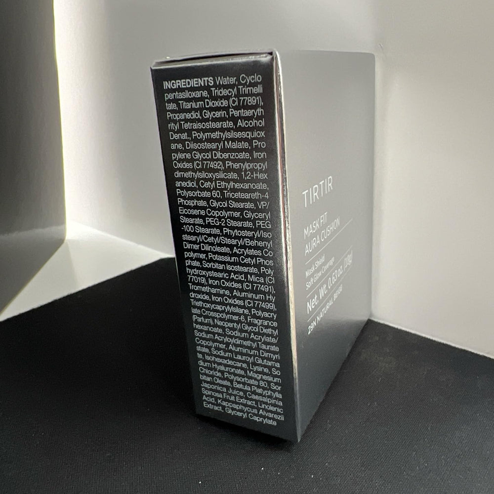 TIRTIR Mask Fit Aura Silver Cushion packaging display emphasizes premium skincare base