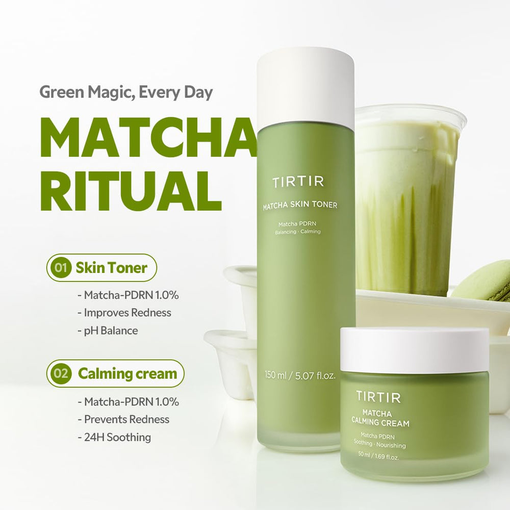 TIRTIR Matcha PDRN Toner skincare-ingredients closeup suggests a balanced, clean-touch routine.