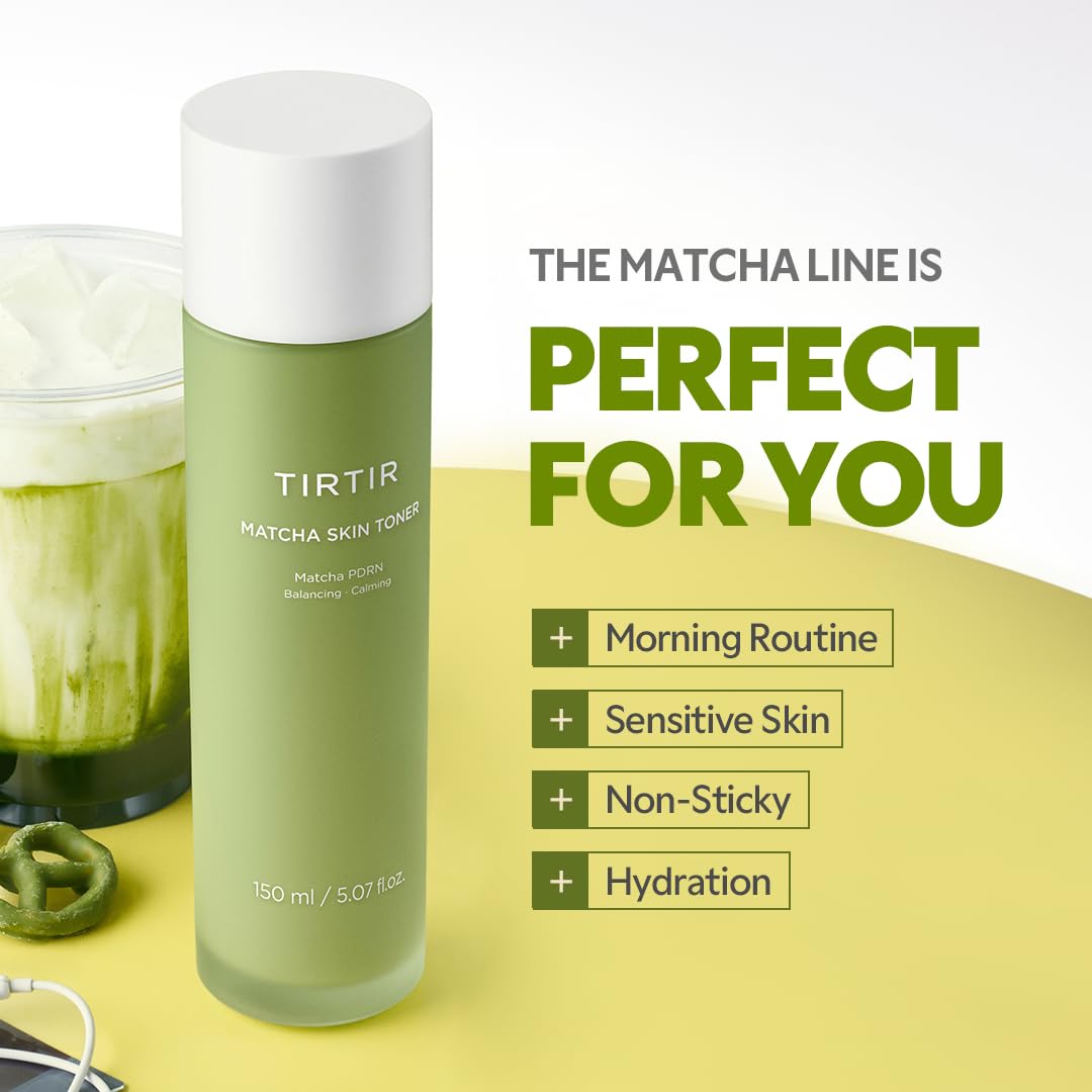 TIRTIR Matcha PDRN Toner ingredients closeup highlights soymilk and centella complexes.