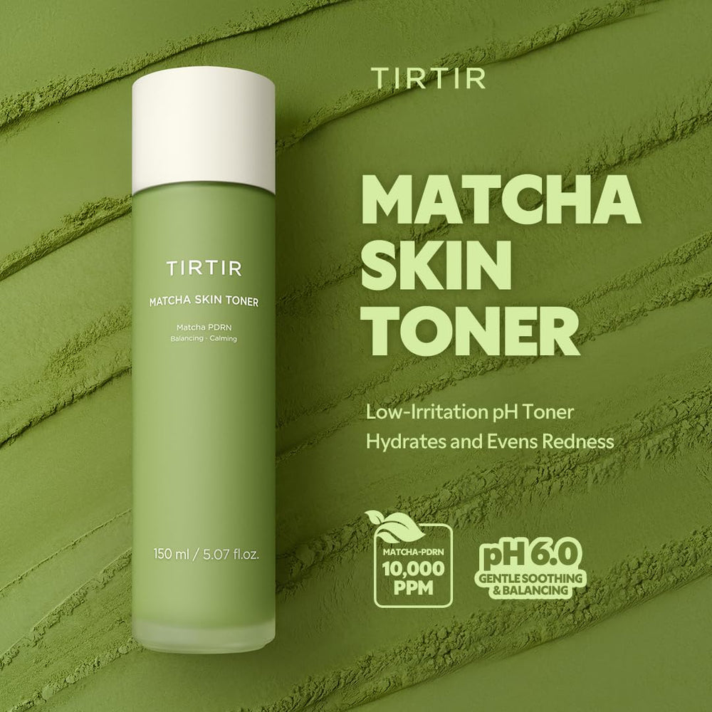 TIRTIR Matcha PDRN Toner texture drop showcases fast-absorbing hydration for refreshed skin.