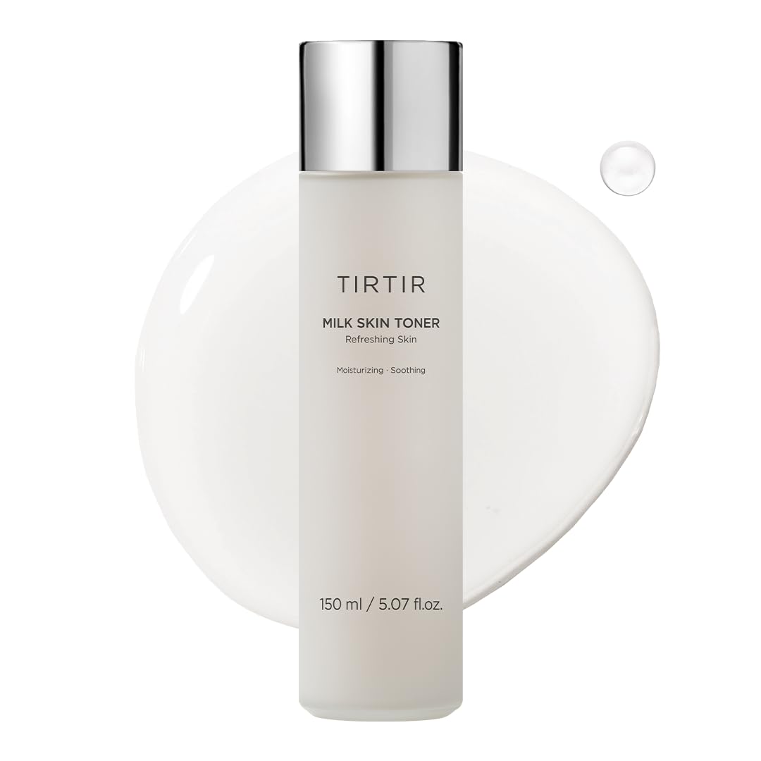 TIRTIR Milk Skin Rice Toner bottle close-up showing hydrating formula for smooth skin