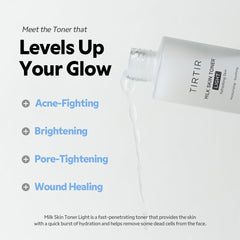 TIRTIR Milk Skin Rice Toner Light dewy finish on skin suggesting radiant glow.