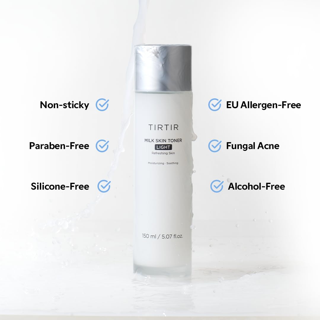 TIRTIR Milk Skin Rice Toner Light with Niacinamide and Panthenol ingredients for balanced tone.