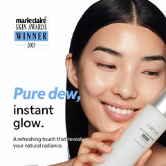 TIRTIR Milk Skin Rice Toner Light liquid on cotton pad for gentle application.