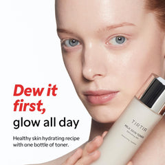 TIRTIR Milk Skin Toner being applied to the face during routine
