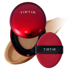 TIRTIR Mask Fit Red Cushion compact closeup shows shade range for natural-looking glass-skin