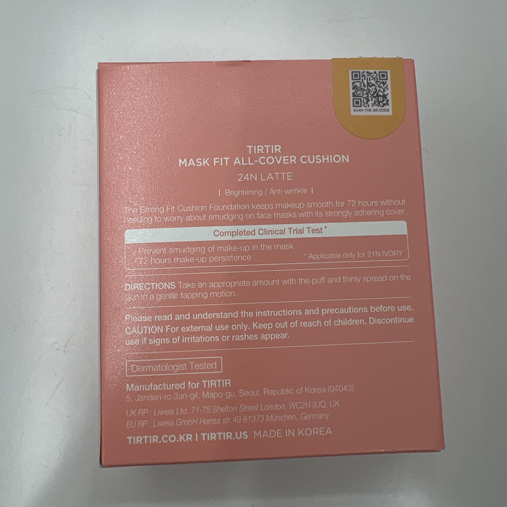 TIRTIR pink cushion full-size packaging includes 0.63 fl oz for travel