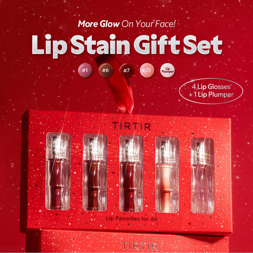 TIRTIR plumping glow finish gloss swatch shows hydrated, radiant lips.