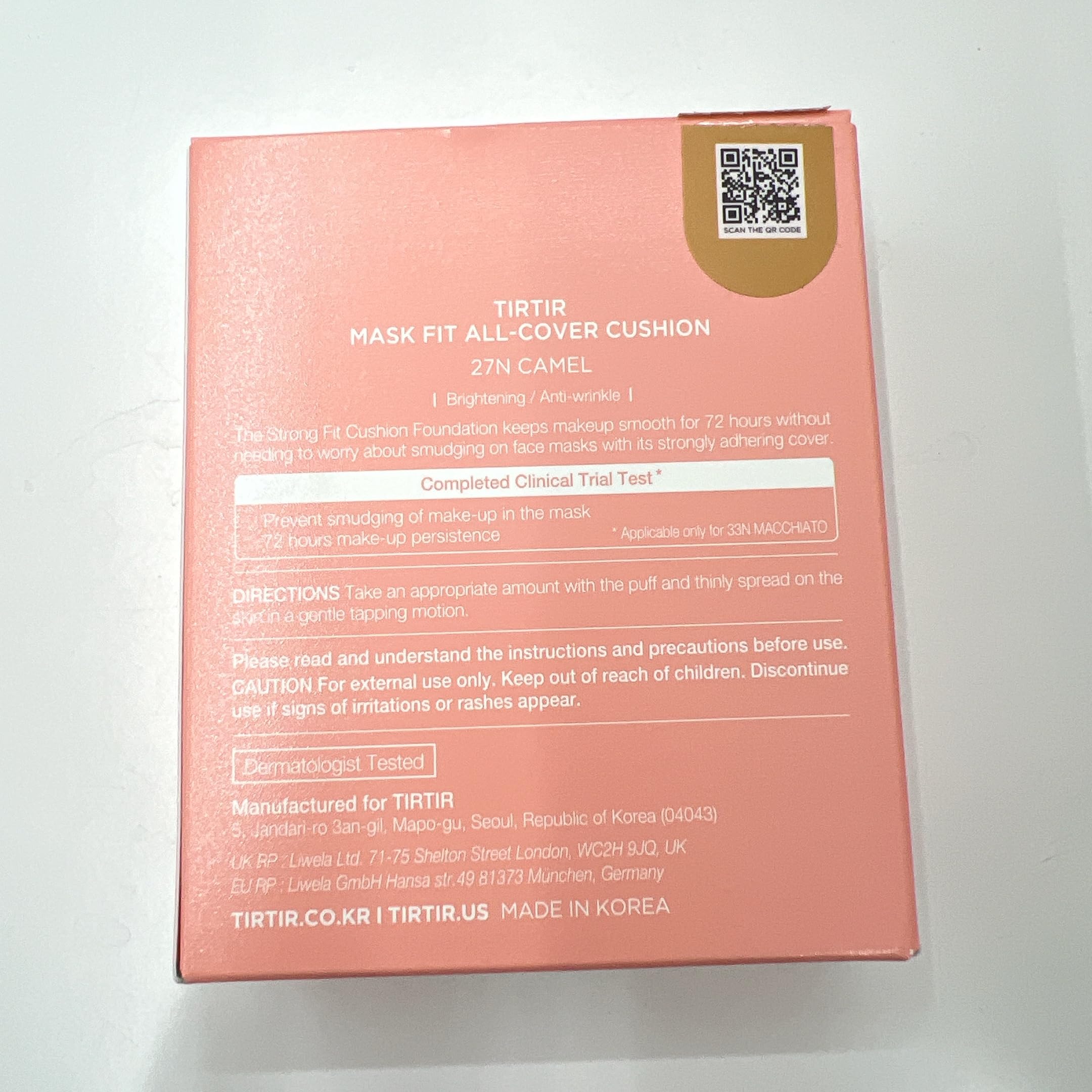 TIRTIR shade 27N Camel reflects true-to-tone matching in natural lighting.