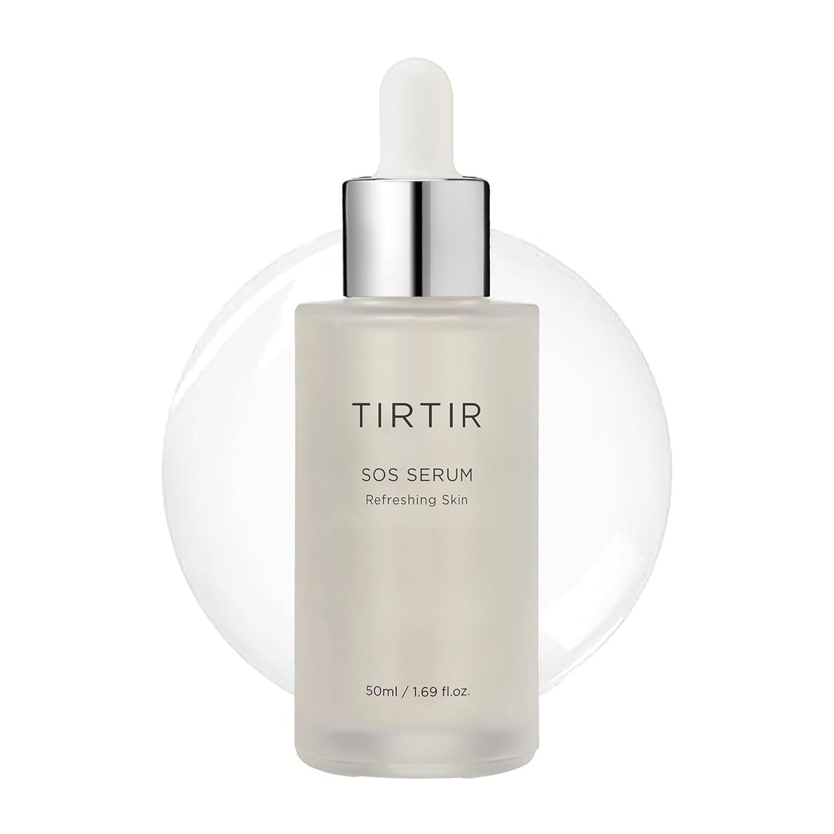 TIRTIR SOS Serum bottle closeup showcasing hydration-focused formula for daily use