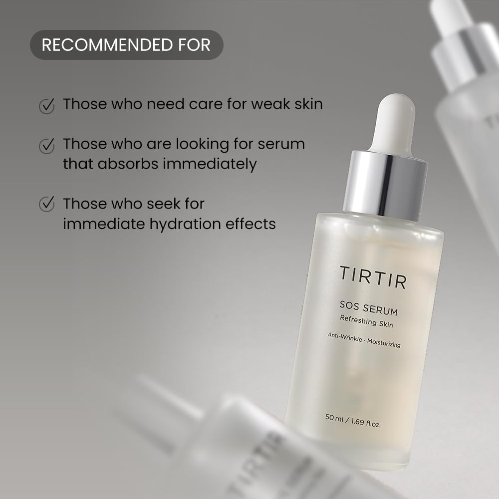 TIRTIR SOS Serum glow on cheek suggests a dewy radiance