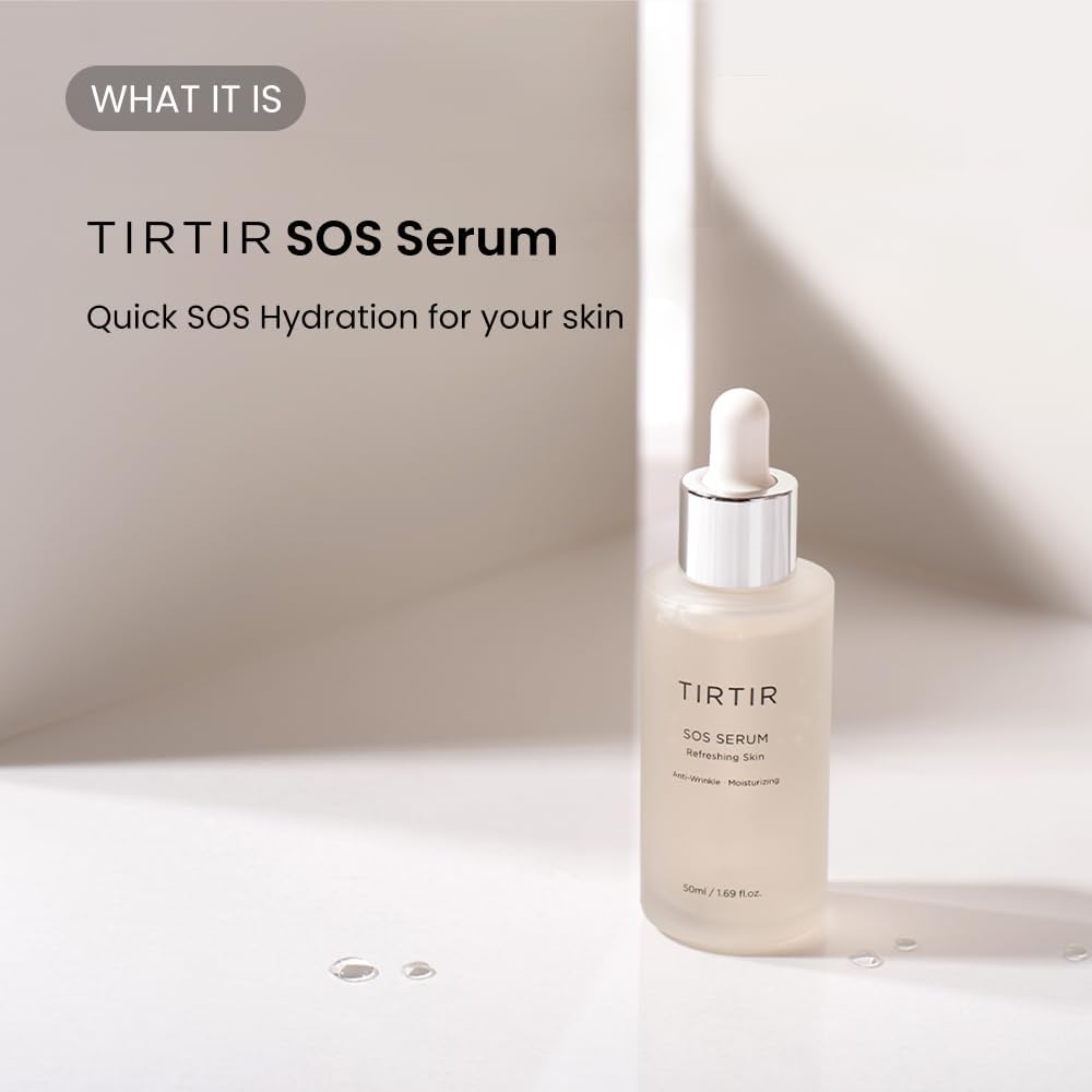 TIRTIR SOS Serum texture reveals a silky, non-sticky finish suitable under makeup