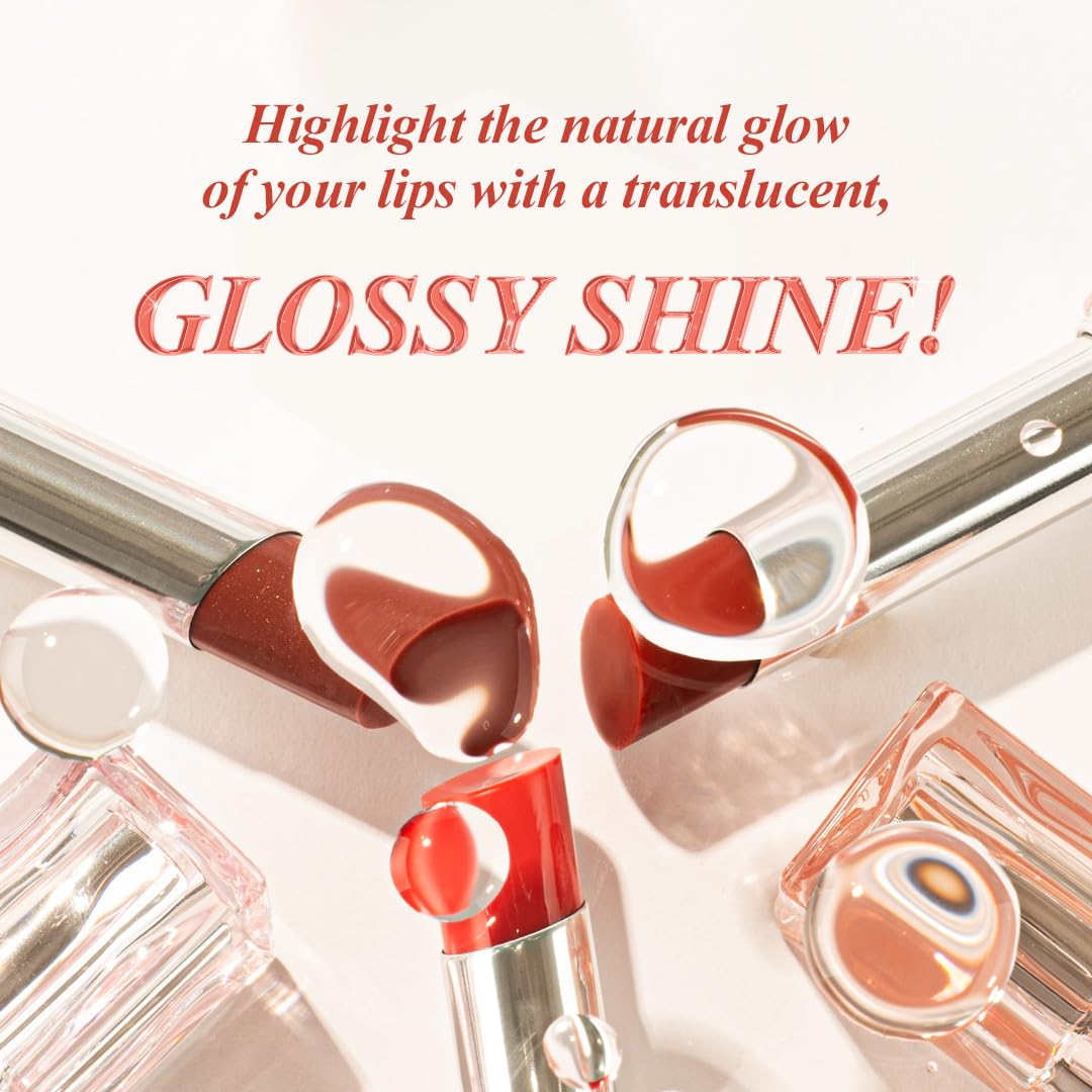 TIRTIR Waterism Glow Melting Balm 04 Fig Peach close-up highlights glossy finish and plump look.
