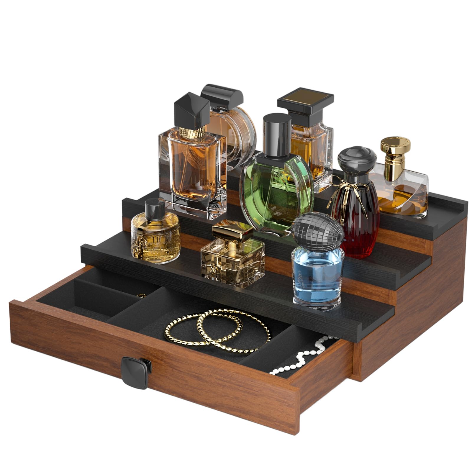 TIRYIUOU Cologne Organizer magnet vault shows a hidden secure compartment for valuables.