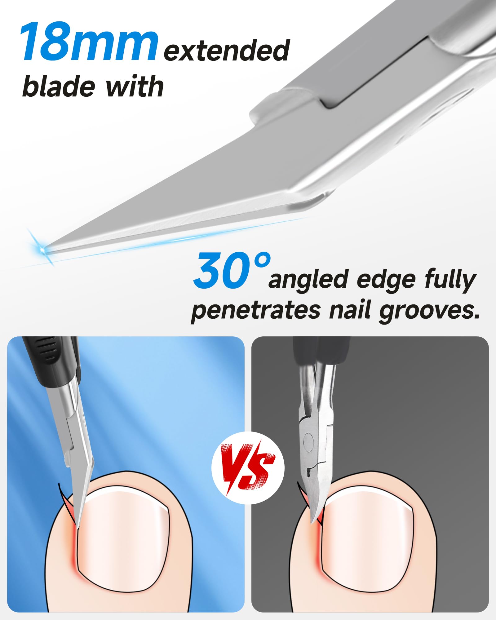Tisojpod Toenail Clippers feature a 30-degree angled edge for deep trimming.