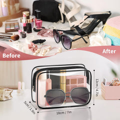 TISRATOK cosmetic pouch zipper close—sturdy zipper keeps cosmetics secure and contained.