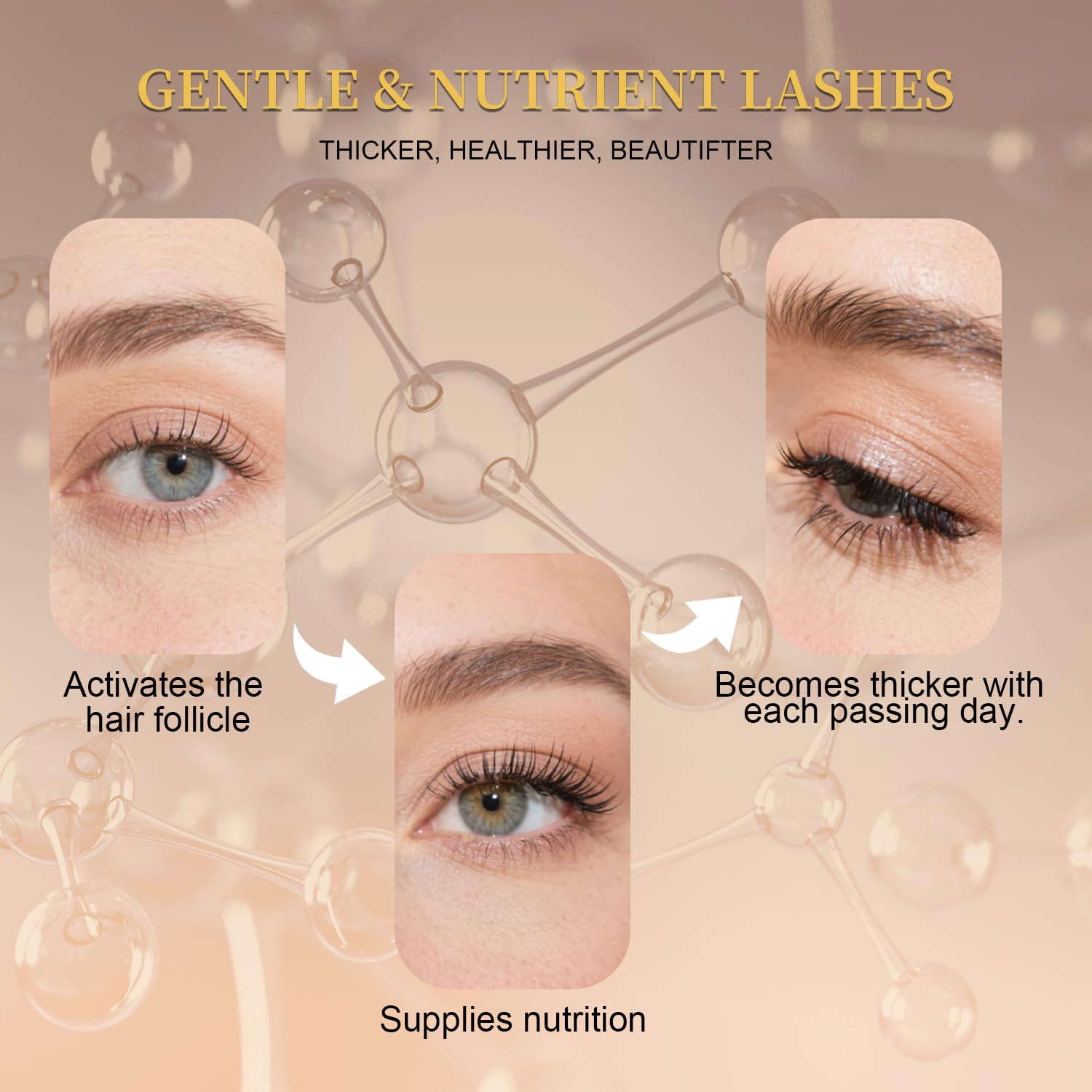 Tistees Lash Serum close-up bristles for controlled lash care.
