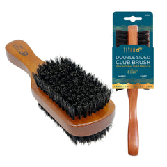 Titan double-sided bristle brush with wooden handle for versatile styling.